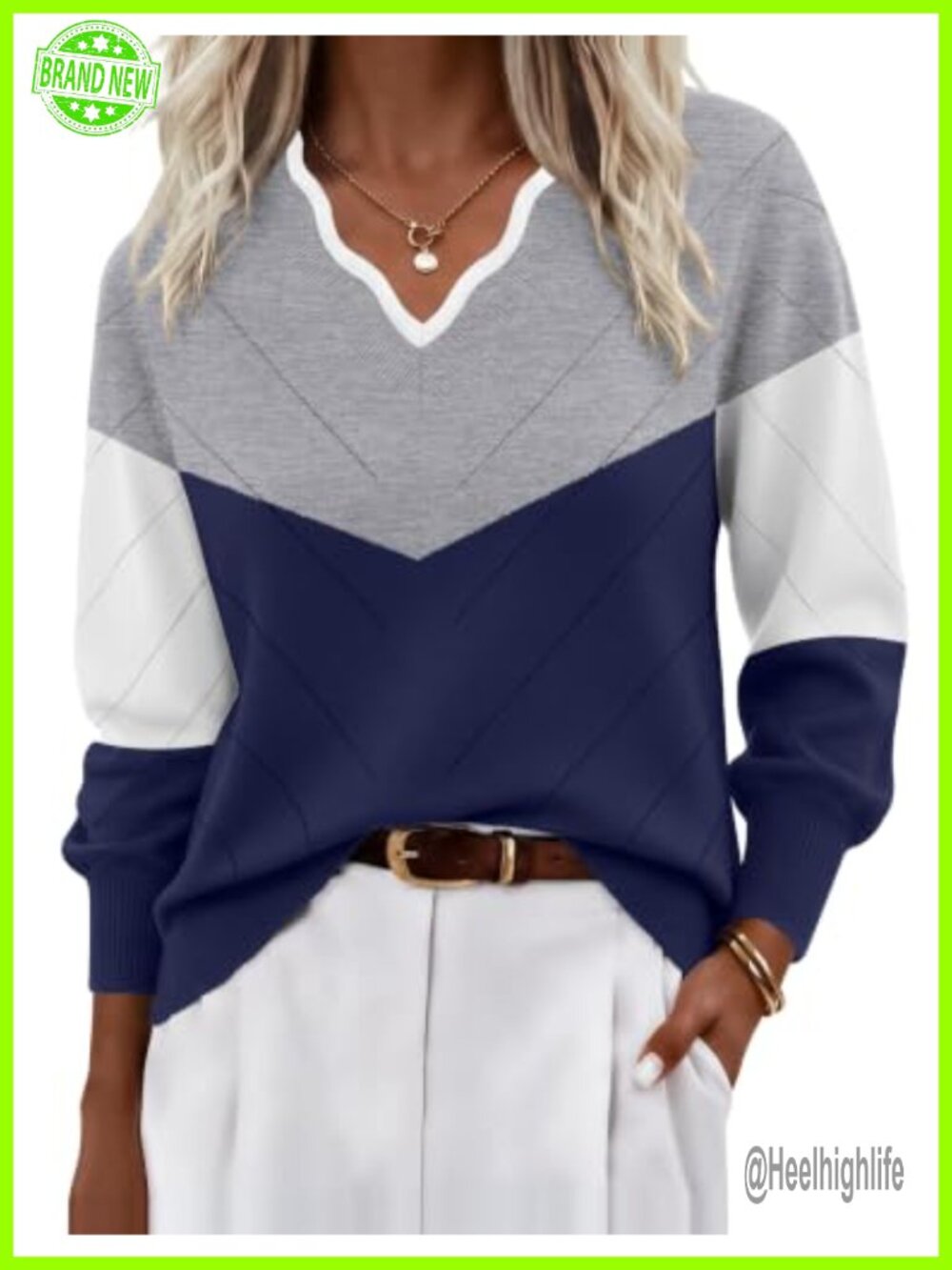 Women's V-Neck Knit Sweater Lightweight Long Sleeve Pullover